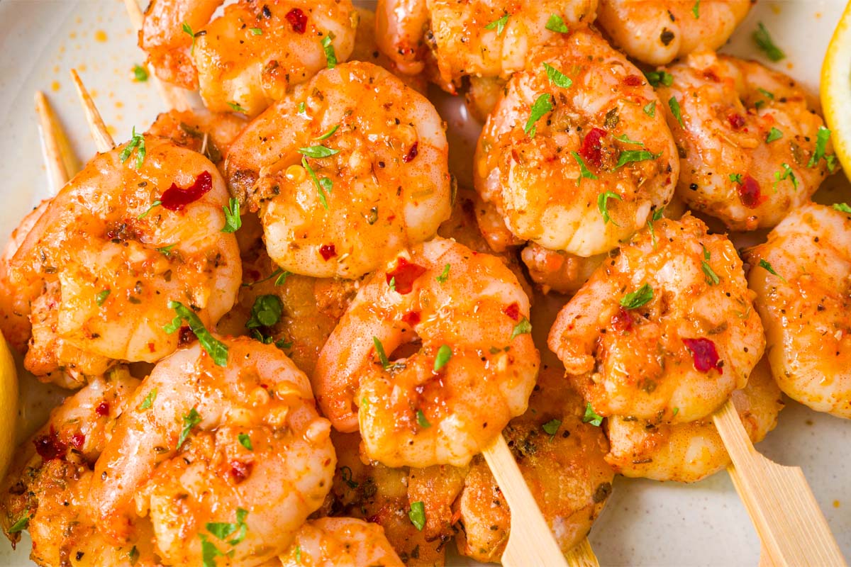 Grilled shrimp skewers