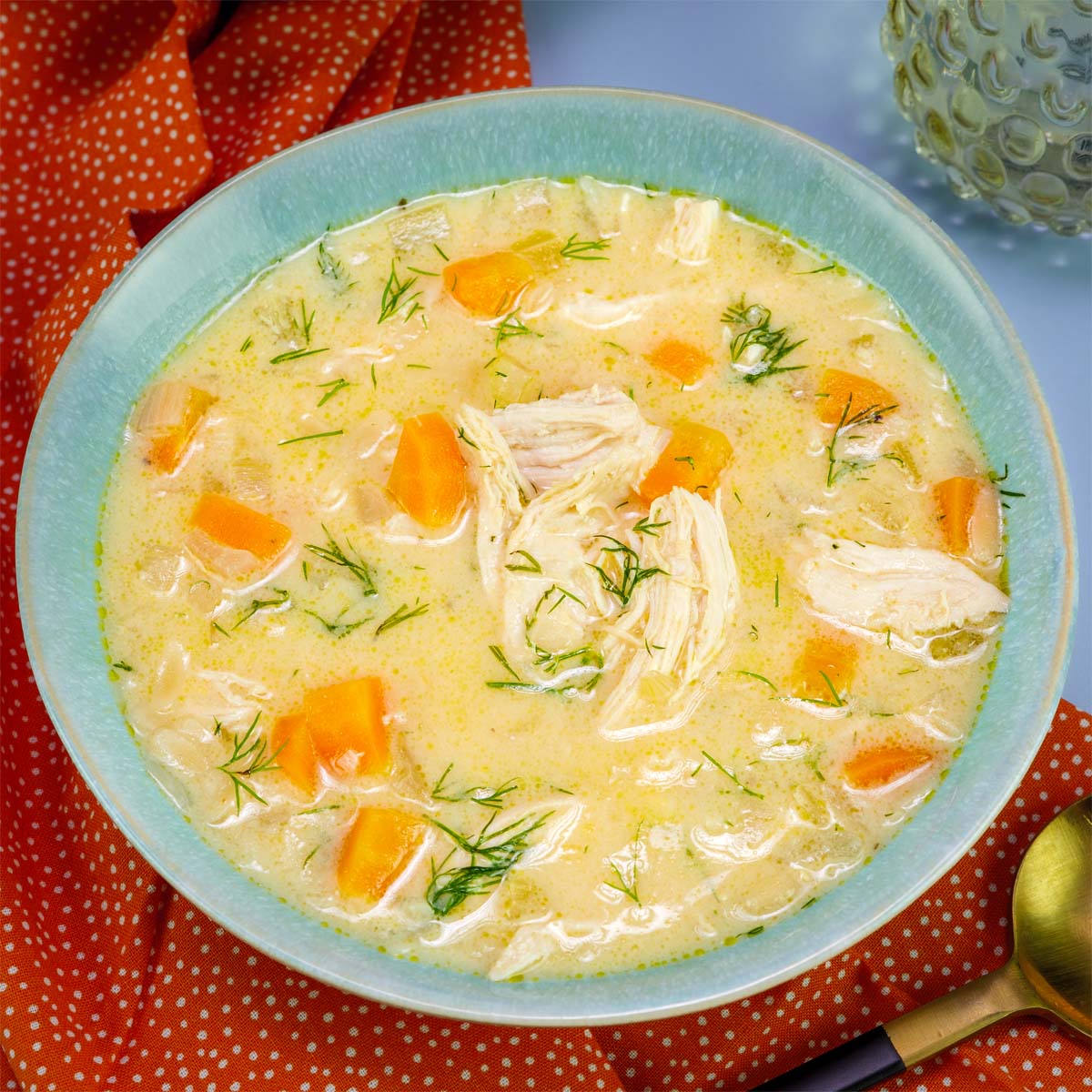 Greek lemon chicken soup with orzo (avgolemono soup) is creamy, bright, and comforting, made with tender chicken, egg yolks, lemon juice, dill, and a rich broth. 