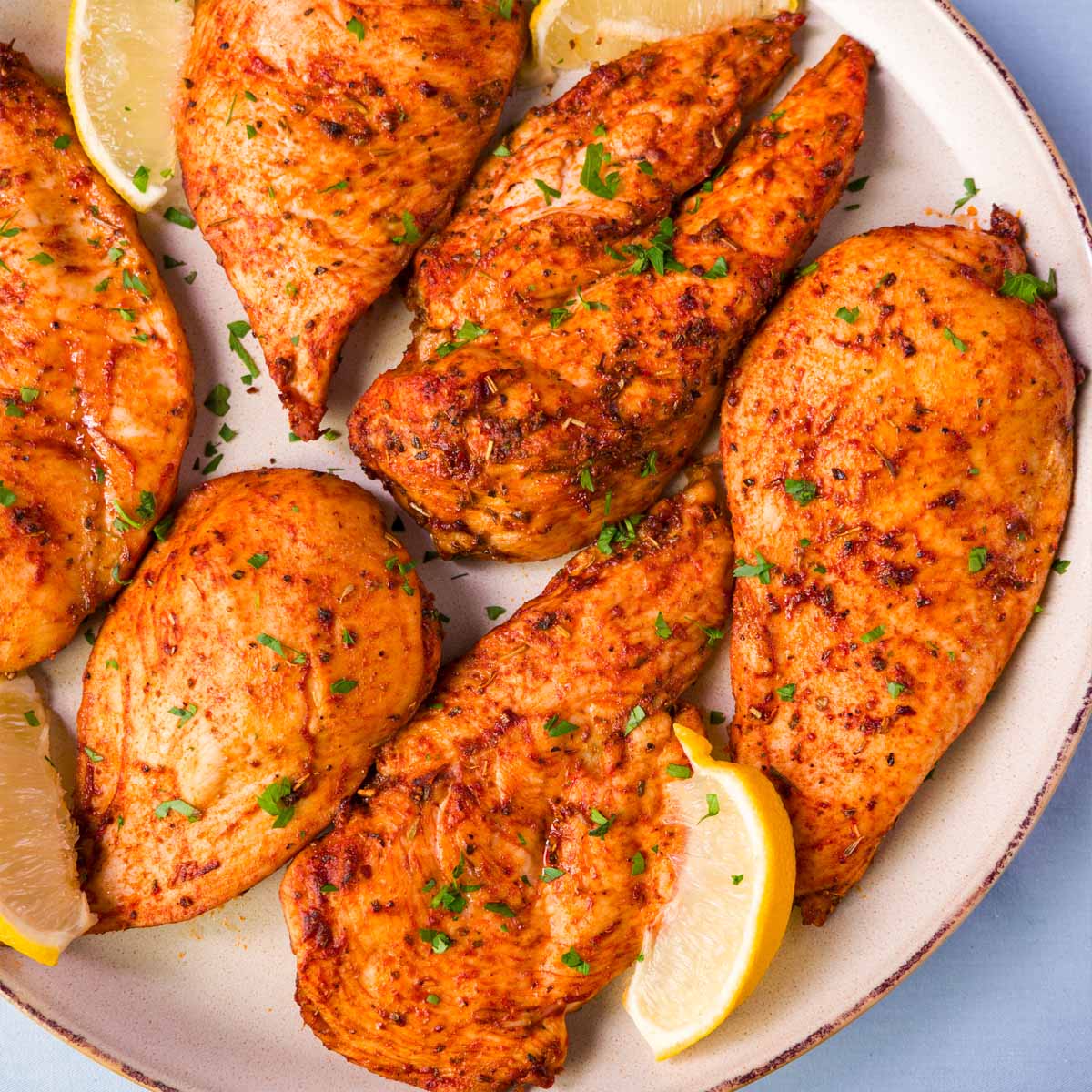 Thin sliced chicken breast in oven