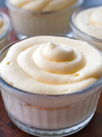 Creamy lemon mousse in a bowl