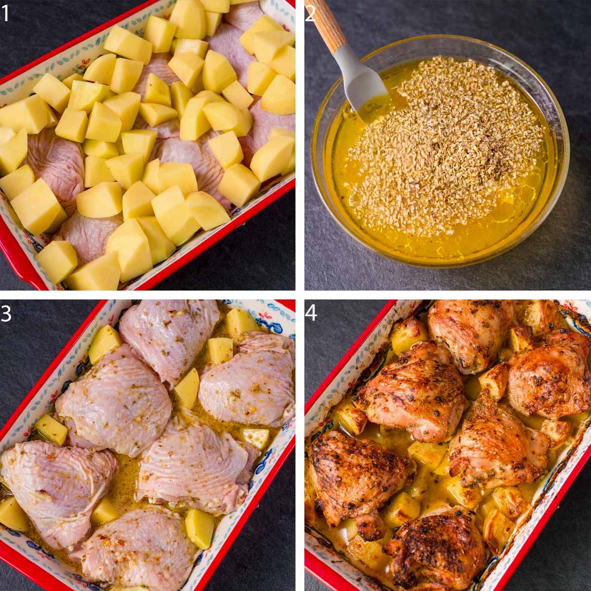 How to Make One Pan Roasted Chicken Thighs and Potatoes 