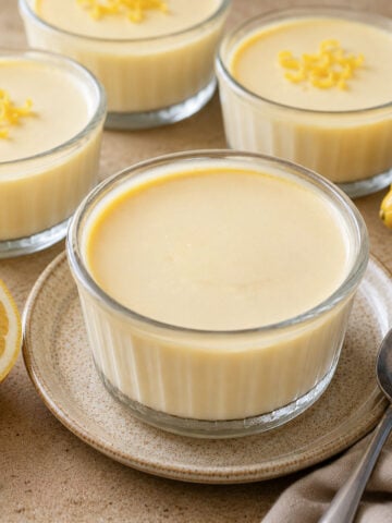 Lemon posset served in glass ramekins