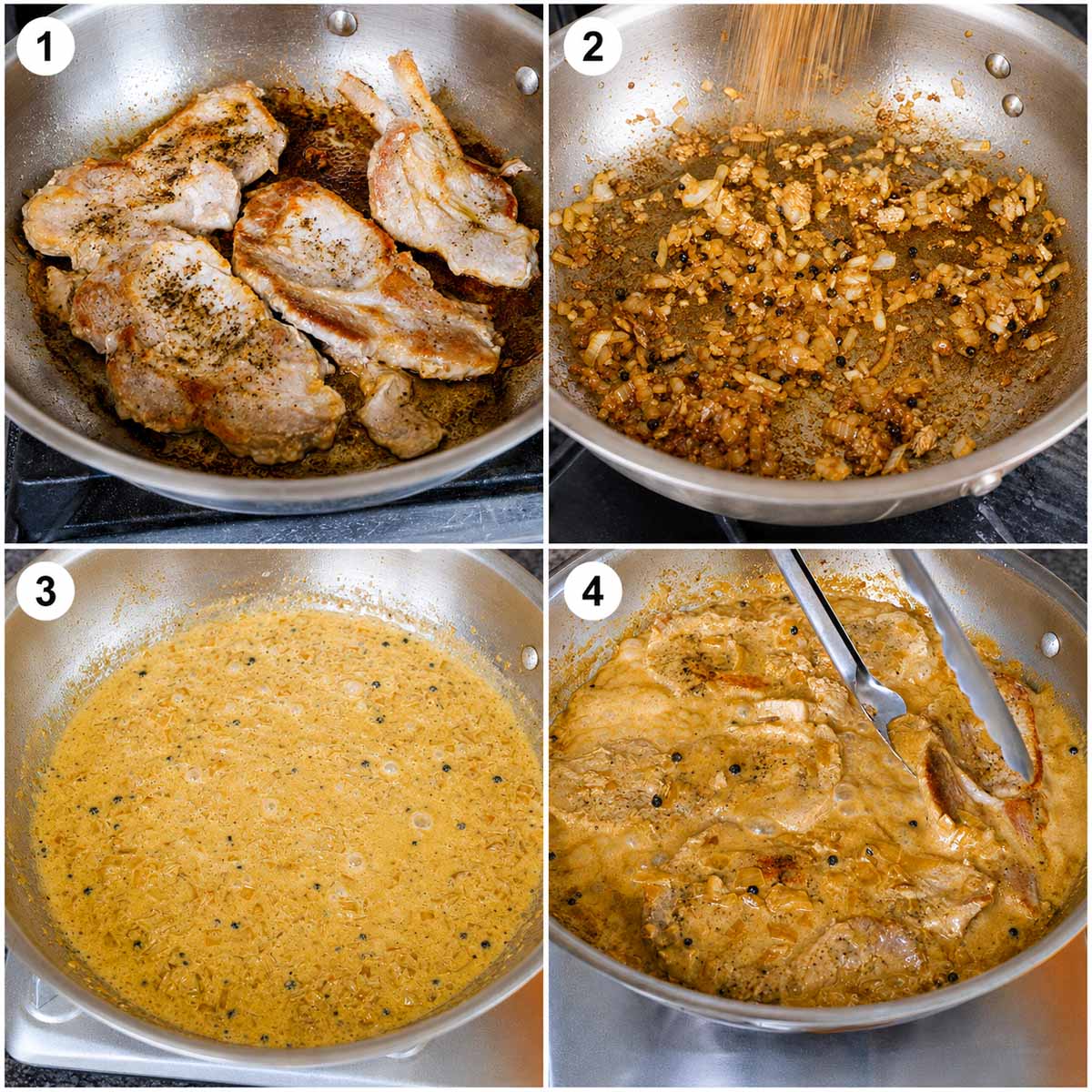 How to Make Pork Chops with Peppercorn Sauce